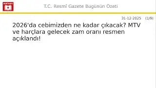 31 Aralık 2025 - 2026 Yılı Yeniden Değerleme Oranı ve Vergi/Har&ccedil; D&uuml;zenlemeler... #Ekonomi