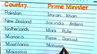 20 Country Prime Minister Name || country prime minister name in English || English handwriting
