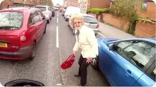 Motorcycle Hits Pedestrian | Old Lady Walks Through Traffic