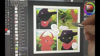 Comic page drawing process.