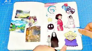 Page of Spirited Away. Scatchbook Asmr. Journaling.