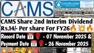 Computerised Asset Management Services Ltd CAMS Share 2nd Interim Dividend Announced | Dividend | 
