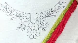 Fancy Neckline Embroidery Design by Hand | Hand Embroidery Design | Stitch Embroidery Designs