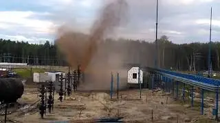 Accident on oilfield in Siberia, Russia. Accident on oil refinery. Oil, gas, water discharge.