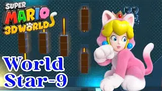 Super Mario 3D World Gameplay - World Star-9 Cosmic Cannon Cluster (100% Green Stars & Stamp)