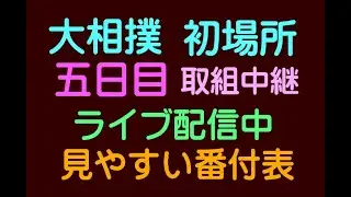 大相撲、1月（東京）場所、五日目、ライブ配信中、2026.1.15