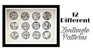 12 Zentangle designs, ZENTANGLE in a circle easy way to creat geometric design 2020