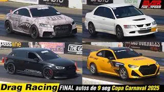 Lancer Evo 🆚 Audi TT RS 🆚 BMW M240i 🆚 VW Golf GTI 🆚 Audi RS3 💥DRAG RACES 🔥 9seg Copa Carnaval 2025