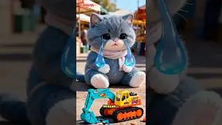 Oh No! 😱 Poor Cat BROKE the Excavator🚜💔#shorts #funny #animals #comedy #cat #cartoon #cute