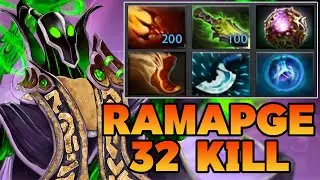 Rampage + 32 Kills Rubick Dota 2 Mid Lane Carry Pro Gameplay Build Support Guide 7.39 7.40