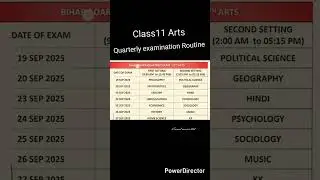 📚 Bihar Board Class 11 Quarterly Exam Routine 2025 | Arts Stream Date Sheet