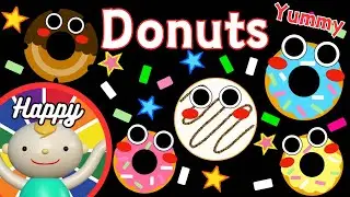 Baby Sensory.【Yummy Donuts】🍩🌈🍩 High contrast animation with cute sounds. Calm baby. ＃BabySensory