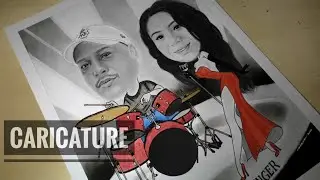 DRAWING CARICATURE (Commissioned Artwork) | The Drummer & The Singer Couple