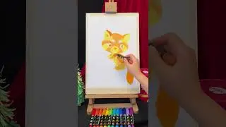 A lazy red panda wth bright fur is lying on a tree enjoying the scenery~#crayonsdrawing#creativeart