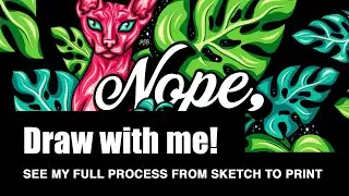 Vector Art Timelapse Illustration, Digital Drawing Graphic Art Time-lapse, Sphynx Cat Quote Art
