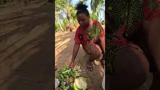 Raw Green Bananas Dinner Prep in The Village #shorts #shortsfeed #villagelife #cooking #food #africa