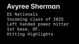 Avyree Sherman - Left Handed Power Hitter - Hitting Highlights.