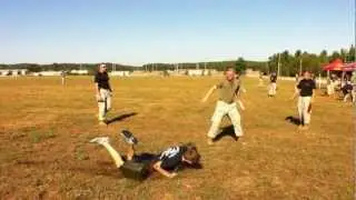 Michigan Marine Poolee falls during ammo can race