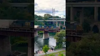 CSX Q140 Juice Train Over The Schuylkill River In Philadelphia, PA