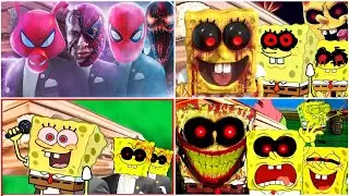 Spiderman exe vs Squidward Tentacles vs SpongeBob SquarePants vs Patrick Star Tiles hop #spongebob