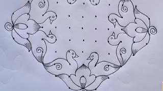 🌷 11*3 Dots Beautiful Bird Rangoli Design #kolamdesigns #kolamwithdots #pullikolam #chukkalamuggulu