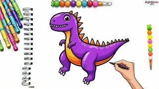 Милый рисунок тираннозавра 🦖 ​​| Простой рисунок динозавра, раскраска для детей и малышей