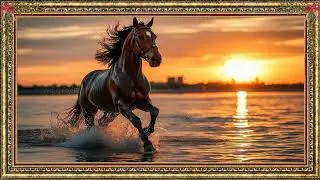 Vintage Television Frame Display | Beautiful Horses in Open Fields