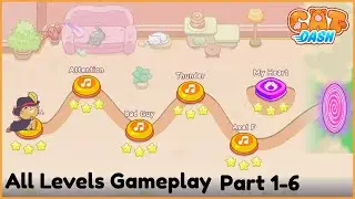 Cat Dash | All Levels Gameplay | Part 1-6 | Cat House | Geometry Dash Style Music Runner