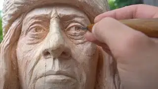 Wood Carving a Native American Bust in Pine