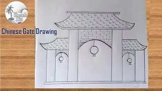 Chinese gate drawing | How to draw Chinese gate | Chinese gate drawing tutorial