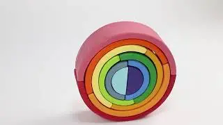 Wooden rainbow Building Blocks Children's Color and Shape Cognition Assembly Folding Music