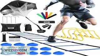GHB Agility Ladder Football Training Equipment Set 4 Agility Hurdles 20 feet12 Rungs Speed