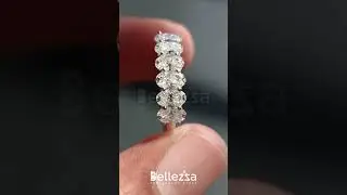 Sparkling Oval Cut Diamond Eternity Wedding Band in 14K White Gold | Exquisite Jewelry