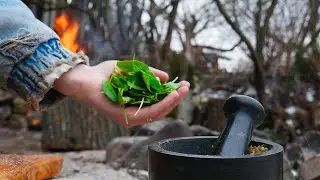 STRIPLOIN STEAK ON FINNISH CANDLE WITH GARLIC BAKED IN THE STUMP | RELAX SOUND | ASMR COOKING