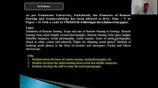 COs Elements of Remote Sensing and Geomorphology