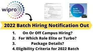 Wipro 2022 Batch Notification Out | On Or Off-Campus Hiring | Wipro Elite Hiring | Complete Details