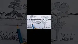 Riverside Landscape #drawing #shorts #short