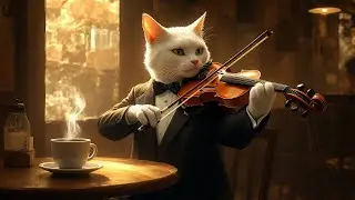 3 Hours Lofi Relaxing Sleep Music - Cat plays Violin in Cafe