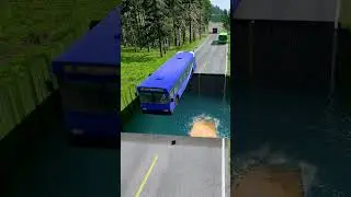 Bus vs water pit #52 #beamngdrive #mcqueenbeamng #cartransport #bus