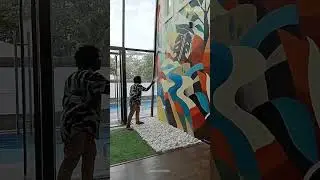 Massive Wall Transformation with Scaffolding! 🏗️🎨 #shorts|  Udaya Arts Chennai
