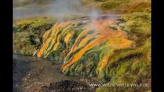 Aerial View: Thermal Area Reykjadalur of Iceland - Von oben: Islands Thermalgebiet Reykjadalur