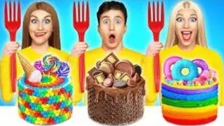 কেক বনাম রিয়েল ফুড চ্যালেন্জ #1 #eaditing #cake #funny #baby #cartoon 