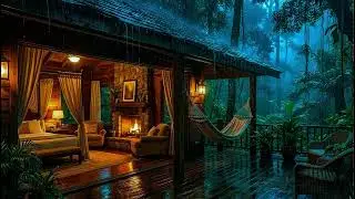 Sleep FAST & DEEP: Heavy Tropical Rain on Cozy Cabin Roof | White Noise for Insomnia & Focus 12 HOUR