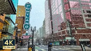 Portland Oregon 🇺🇸 4K Biggest Snow Storm since 1943 Walking Tour