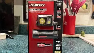 Husky 1000 Lumens Dual Power Compact Rechargeable Headlamp