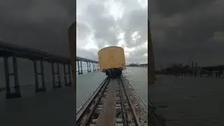 Walking Behind the train on Pamban Bridge
