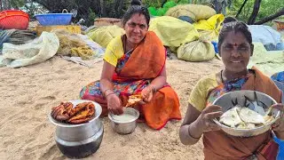 கடற்கரை அருகில் சமைத்த சேமியா பாறை மீன் பொரியல் பழைய கஞ்சி அருமையான சாப்பாடு 