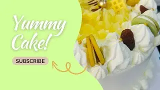 Easy pineapple cake|decorating ideas|cream  cake bakery style tropical treat *