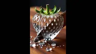 A Strawberry shaped glass object cutting with knife asmr #aestheticdestruction #asmr