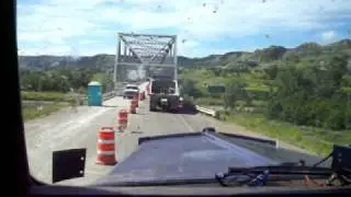 Driving across the Little Missouri River Bridge